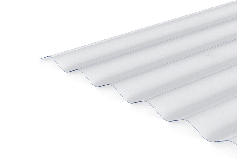 Polycarbonat Wellplatte Sinus 76/18 klar 0,8 mm – transparente Profilplatte für Überdachungen