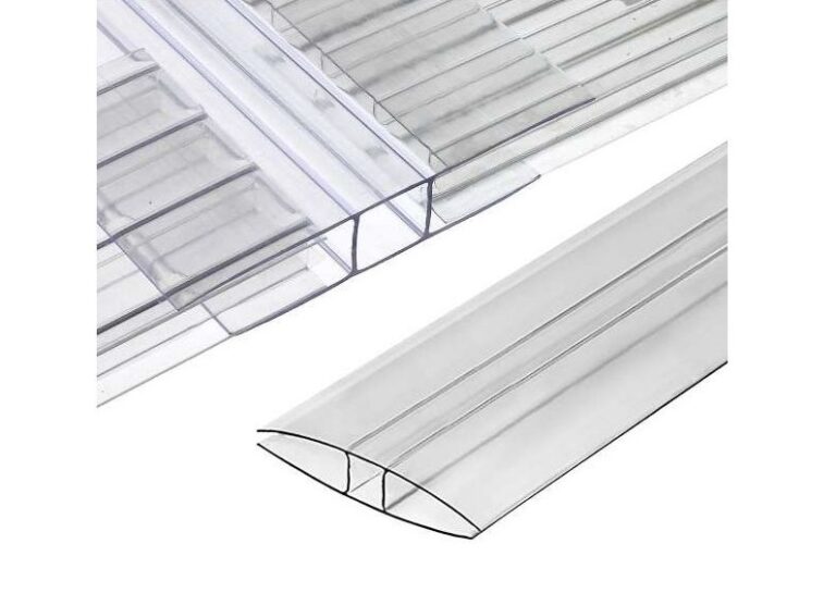 Klares H-Profil für 4 mm und 6 mm Polycarbonatplatten – wetterbeständiges Profil