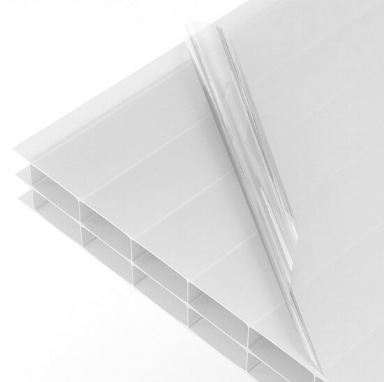 Doppelstegplatte 16 mm opal aus Polycarbonat. Diffuses, blendfreies Licht, guter Wärmeschutz und hohe Schlagzähigkeit für Überdachungen.