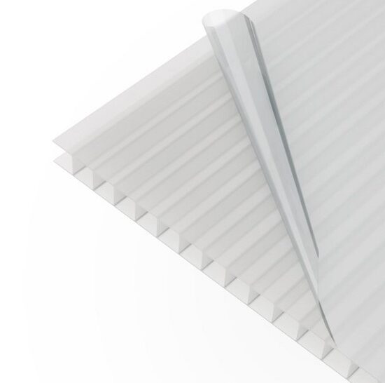 Doppelstegplatte 10 mm opal aus Polycarbonat. Diffuses, blendfreies Licht, reduzierter Wärmeeintrag (g-Wert ca. 0,4) und hohe Robustheit.