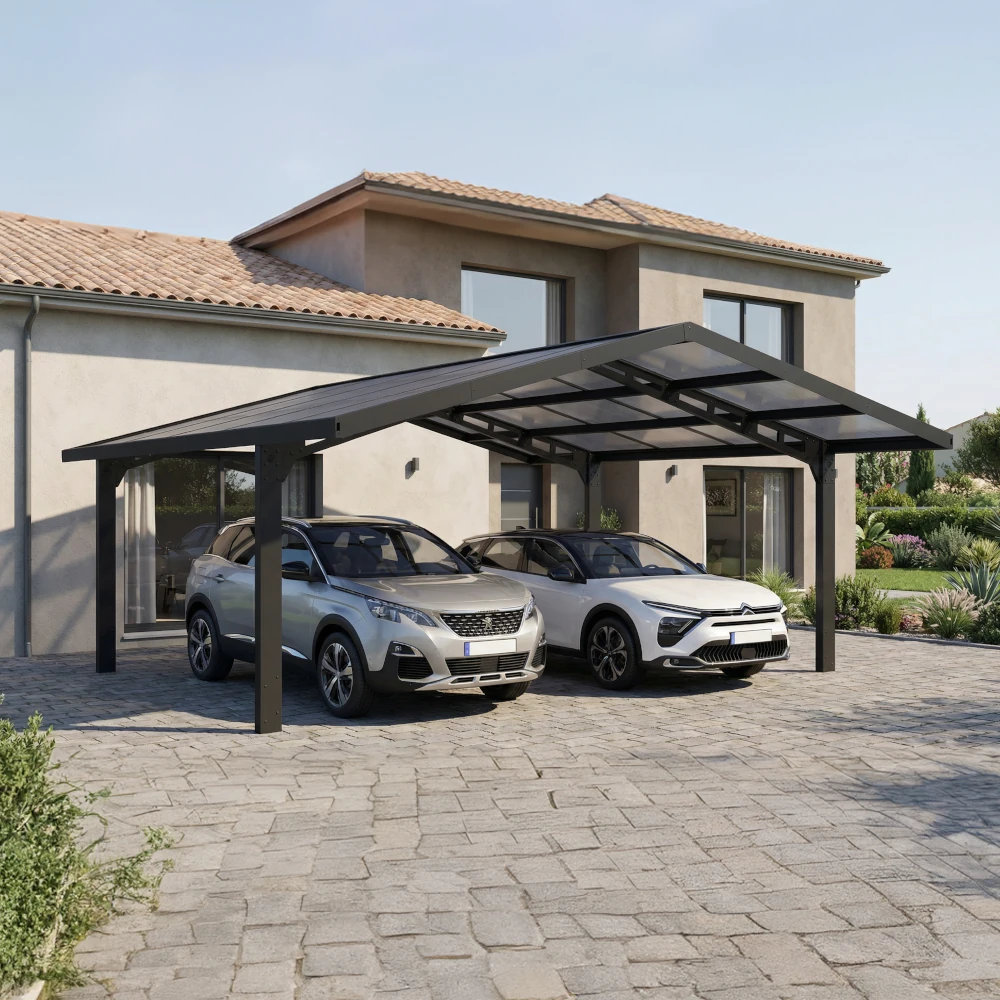 Carport mit Dach aus Doppelstegplatten 10 mm aus robusten Polycarbonat