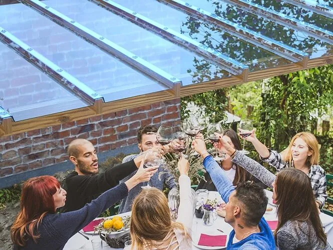 Glasoptikplatten EZ Glaze für Terrassenüberdachung