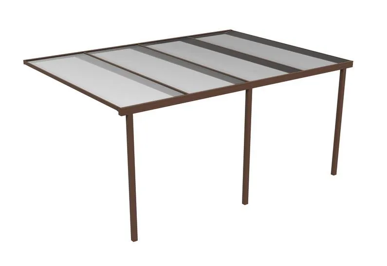 Braune Terrassenüberdachung Evolution mit Polycarbonatplatten