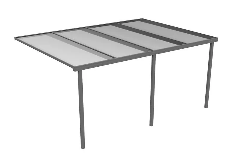 Graue Terrassenüberdachung Evolution mit Polycarbonatplatten